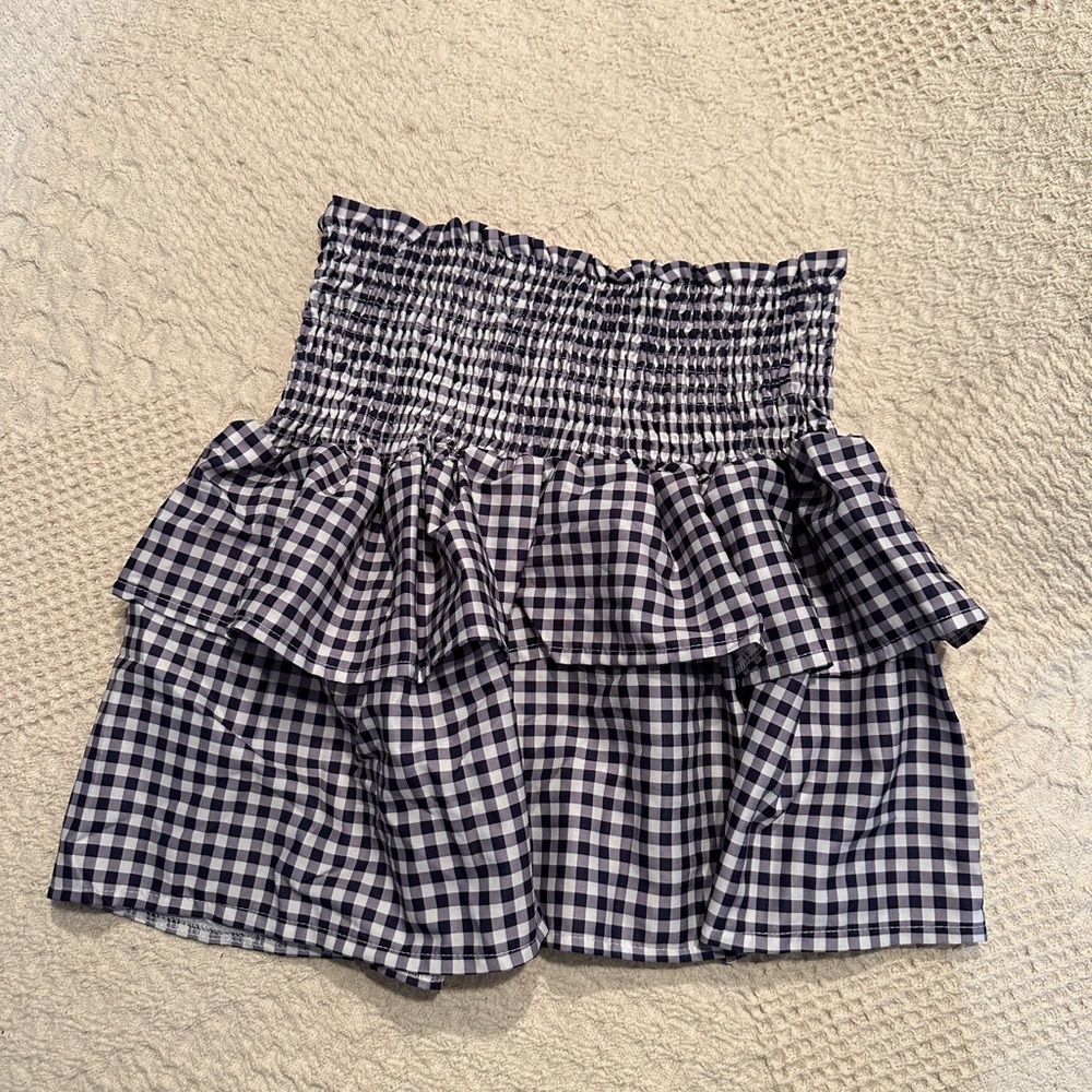 Gingham Checkered Smocked Waist Mini Skirt